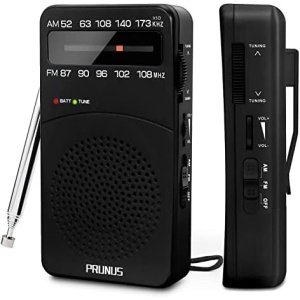 PRUNUS J-166 Portable Radio AM FM, Battery Operated with Tuning Light, Back