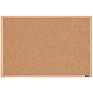 Quartet Cork Board Bulletin Board, 23" x 35" Framed Corkboard, Oak Frame