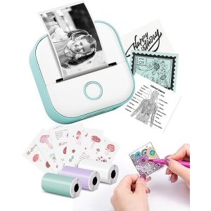 Memoking Label Makers - T02 Mini Portable Small Printer with 3 Rolls Paper